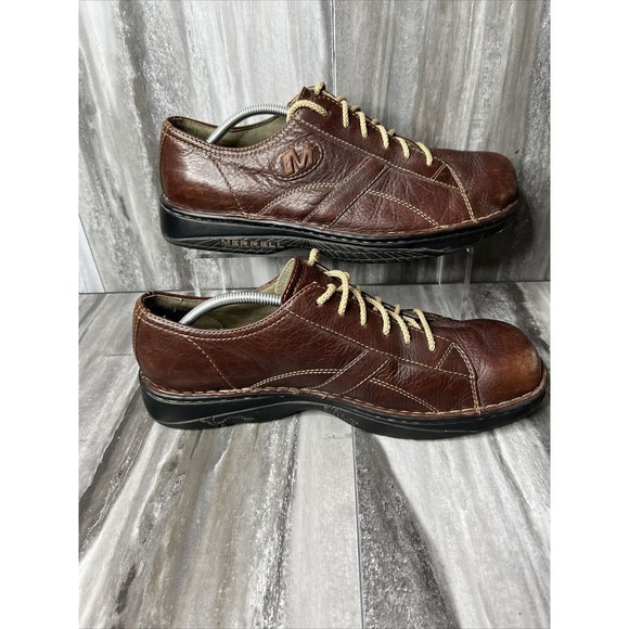 Merrell World Piece Dark Brown Mens 13 Leather Loafers Low - Picture 2 of 9